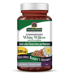 Nature's Answer White Willow with Feverfew, vrba bílá, extrakt z kůry, 500 mg, 60 kapslí Doplněk stravy