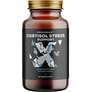 BrainMax Cortisol Stress Support, komplex pro podporu duševního zdraví, 30 rostlinných kapslí Evidence-based složení pro klid, podporu relaxace, koncentrace a duševního zdraví, doplněk stravy