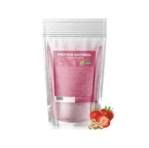 BrainMax Pure Proteinová ovesná kaše, jahodová s kešu, BIO, 480 g Bez lepku, s vysokým obsahem bílkovin / *CZ-BIO-001 certifikát