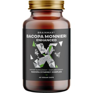 BrainMax Enhanced Bacopa Monnieri, 60 rostlinných kapslí Synergická kombinace brahmi, rhodioly, Vitacholinu® a piperinu v rostlinných kapslích, 60 dávek, doplněk stravy