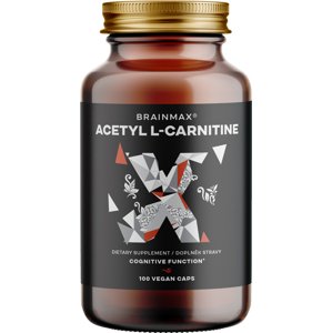 BrainMax Acetyl L-Carnitine, 500 mg, 100 rostlinných kapslí Kombinace Acetyl L-Carnitinu a extraktu z Ginkgo Biloby, 100 dávek, doplněk stravy