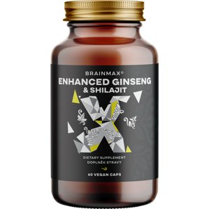BrainMax Enhanced Ginseng & Shilajit, 60 rostlinných kapslí Korejský ženšen ženšen extrak 20% ginsenosidů a šilajit, doplněk stravy, 60 dávek