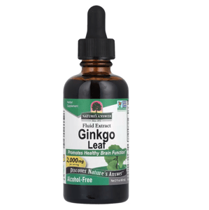 Nature's Answer Ginkgo Leaf Fluid Extract, ginkgo biloba, extrakt, 2000 mg, 60 ml Doplněk stravy