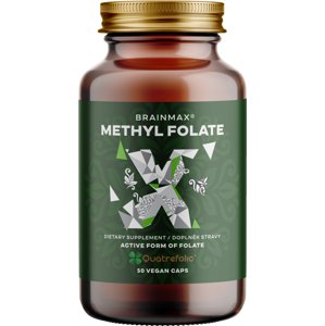 BrainMax Methyl Folate, Kyselina listová v aktivní formě, 400 mcg, 50 rostlinných kapslí Kyselina listová v aktivní formě methylfolát, doplněk stravy