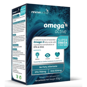Revive Active Super Omega-3, rybí olej, 60 kapslí Doplněk stravy