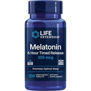 Life Extension Melatonin 6 Hour Timed Release, melatonin s časovým uvolňováním, 100 rostlinných tablet Doplněk stravy