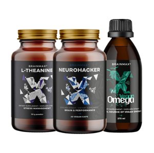 Sada doplňků stravy pro podporu mozku Doplňky stravy pro podporu mozku - Neurohacker + Vegan Omega 3 + L-Theanine