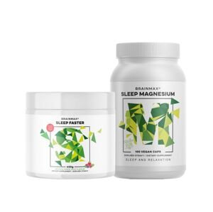Sada doplňků stravy pro podporu spánku Doplňky stravy pro podporu spánku - Sleep Faster + Sleep Magnesium®, 320 mg, 100 kapslí (Hořčík, GABA, L-theanin, Vitamín B6, šťáva z višně)