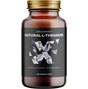 BrainMax Natural L-Theanine, 100 rostlinných kapslí Aminokyselina k navození pocitů relaxace a mentální bdělosti, doplněk stravy
