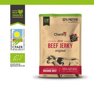 Cherky Beef Jerky Original, 30 g BIO Beef Jerky z hovězího masa krmeného trávou, *ES-ECO-035-RI certifikát