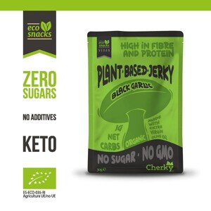 Cherky Plant Based Jerky Black Garlic & Coffee, 30 g BIO veganské jerky ze šitake, *ES-ECO-035-RI certifikát