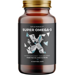 BrainMax Super Omega-3, 1080 mg, 60 softgel kapslí Super kvalitní rybí olej 700 DHA / 280 EPA, BIO olivový olej, 30 dávek, doplněk stravy