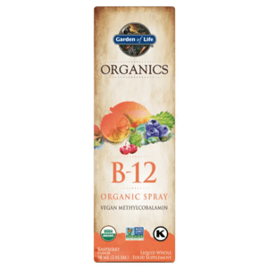 Garden of Life Organics B-12, sprej s vitaminem B12, malinová příchuť, BIO, 58 ml Doplněk stravy