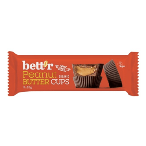 Bett'r Organic Almond Butter Cups, Čokoládové košíčky s arašídovým krémem BIO, 3 x 13 g