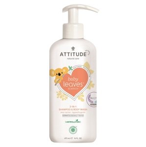 Attitude - Dětské tělové mýdlo a šampon 2v1 - Baby leaves s vůní hruškové šťávy, 473ml