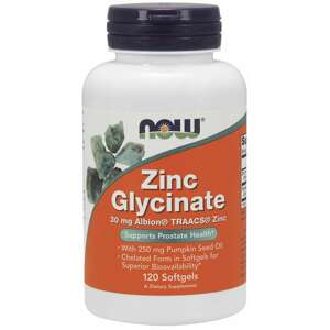 Now® Foods NOW Zinc Glycinate (zinek bisglycinát + dýňový olej), 30 mg, 120 softgel kapslí Doplněk stravy