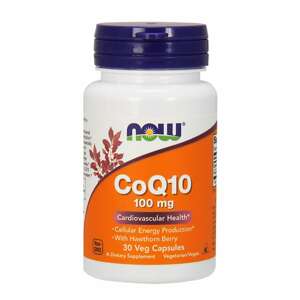 Now® Foods NOW CoQ10 (koenzym Q10) + Hloh, 100 mg, 30 rostlinných kapslí Doplněk stravy
