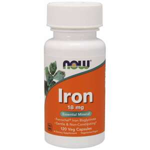 Now® Foods NOW Iron Bisglycinate, železo chelát (Ferrochel), 18 mg, 120 rostlinných kapslí Doplněk stravy