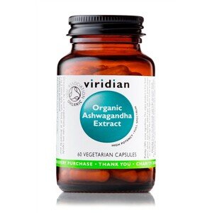 Viridian Ashwagandha Extract 60 kapslí Organic (indický ženšen KSM-66) Doplněk stravy, *CZ-BIO-001 certifikát