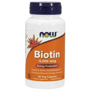 Now® Foods NOW Biotin, 5000 ug, 60 rostlinných kapslí Doplněk stravy