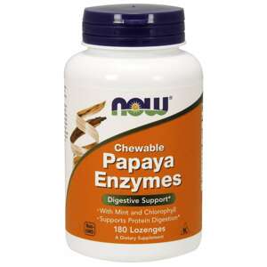 Now® Foods NOW Papaya Enzymes, přírodní trávící enzymy, 180 pastilek Doplněk stravy