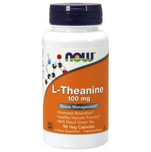 Now® Foods NOW L-Theanine 100 mg, Theanin s lístky zeleného čaje, 90 kapslí Doplněk stravy