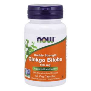 Now® Foods NOW Ginkgo Biloba Double Strenght, 120 mg, 50 rostlinných kapslí Doplněk stravy