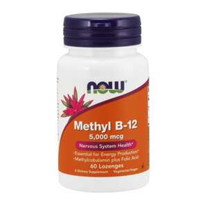Now® Foods NOW Methyl B12 with Folic Acid (Vitamín B12 + Kyselina Listová v aktivních formách), 5000 mcg, 60 pastilek Doplněk stravy