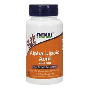 Now® Foods NOW Alpha Lipoic Acid (Kyselina Alfa Lipoová), 250 mg, 60 rostlinných kapslí Doplněk stravy