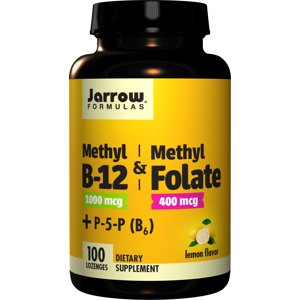 Jarrow Formulas Jarrow Methyl B-12 & Methyl Folate, (Vitamín B12 + Kyselina listová, aktivované formy), 1000 mcg / 400mcg, 100 pastilek Doplněk stravy