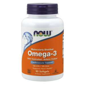 Now® Foods NOW Omega-3 enteric coated, molekulárně destilované a enterosolventní kapsle, 90 softgelových kapslí Doplněk stravy