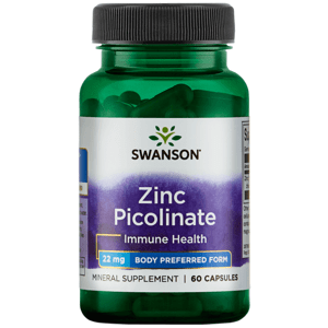 Swanson Zinc Picolinate, Zinek Pikolinát, 22 mg, 60 kapslí Doplněk stravy