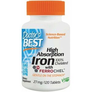 Doctor's Best Doctor’s Best High Absorption Iron (Chelátové Železo), 27 mg, 120 tablet Doplněk stravy