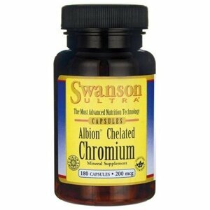 Swanson Chromium Chelated (chrom v chelátové vazbě), 200 mcg, 180 kapslí Doplněk stravy