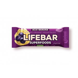 LifeFood - Tyčinka Lifebar acai s banánem BIO, RAW, 40 g CZ-BIO-001 certifikát