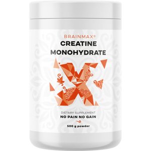 BrainMax Creatine Monohydrate, Kreatin monohydrát, 500 g Organická sloučenina pro růst svalů, podporu výkonu a tvorbu energie, doplněk stravy