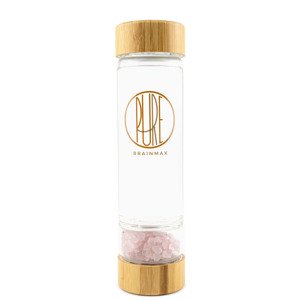 BrainMax Pure Skleněná láhev s růženínem, 500 ml Láhev z borosilikátového skla s růženínem