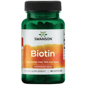 Swanson Biotin, 5000 mcg, 30 kapslí Doplněk stravy