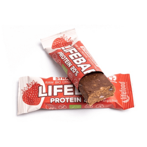 LifeFood - Tyčinka Lifebar Protein tyčinka jahodová, BIO, 40 g *CZ-BIO-002 certifikát