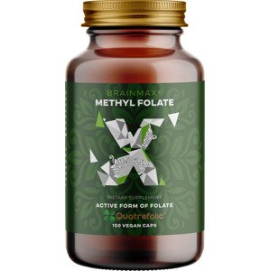 BrainMax Methyl Folate, Kyselina listová v aktivní formě, 400 mcg, 100 rostlinných kapslí Kyselina listová v aktivní formě methylfolát, doplněk stravy