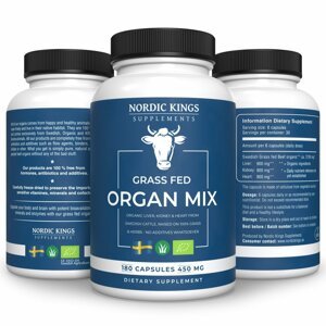 Nordic Kings - Hovězí mix orgánů v BIO Grass-fed kvalitě, 180 kapslí Doplněk stravy