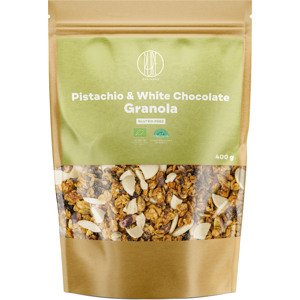 BrainMax Pure Pistachio & White Chocolate Granola, pistácie a bílá čokoláda, BIO, 400 g *CZ-BIO-001 certifikát / Zapečené vločky s pistáciemi a bílou čokoládou