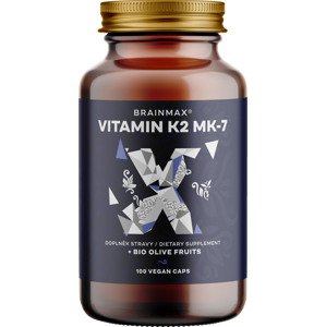 BrainMax Vitamin K2 jako MK7 all-trans K2VITAL®DELTA 150 mcg, 100 rostlinných kapslí Vysoce vstřebatelná a využitelná patentovaná forma vitamínu K2 MK-7, doplněk stravy
