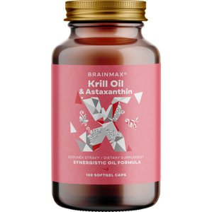BrainMax Krill Oil s astaxanthinem, 500 mg, 100 softgel kapslí Omega 3 olej z krillu s astaxanthinem a fosfolipidy, doplněk stravy