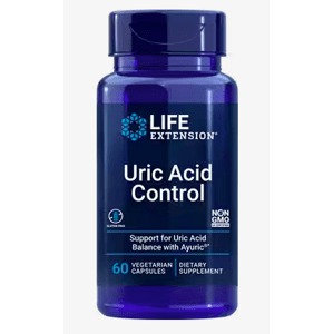 Life Extension Uric Acid Control, doplněk pro snížení kyseliny močové, 60 rostlinných kapslí Extrakt z Vrcholáku myrobalánového pro optimální hladinu kyseliny močové, doplněk stravy