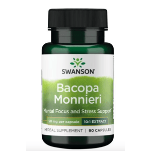 Swanson Bacopa Monnieri extract, Bakopa drobnolistá extrakt 10:1, 50 mg, 90 kapslí Doplněk stravy