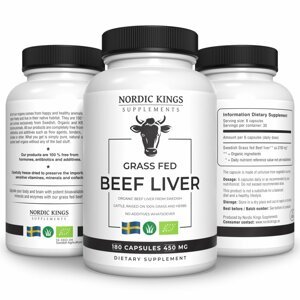 Nordic Kings - Hovězí játra v BIO Grass-fed kvalitě, 180 kapslí Doplněk stravy