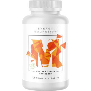 BrainMax Energy Magnesium®, 1000 mg, Hořčík Malát 200 mg, 200 kapslí Vysoce vstřebatelný organický energizující hořčík, 53% DDD v jedné kapsli, Albion Magnesium Malate, doplněk stravy