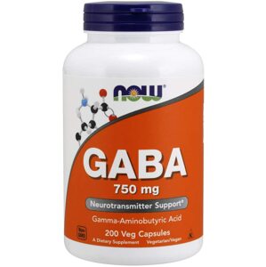 Now® Foods NOW GABA (kyselina gama-aminomáselná) 750 mg, 200 rostlinných kapslí Doplněk stravy