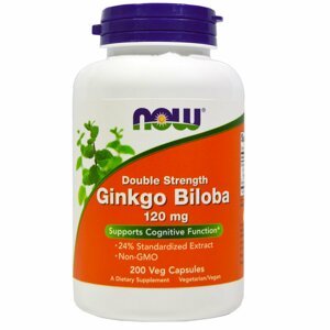 Now® Foods NOW Ginkgo Biloba Double Strenght, 120 mg, 200 rostlinných kapslí Doplněk stravy
